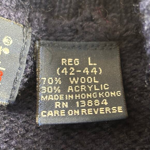 Vintage Par Four Sportswear Fair Isle Sweater Vest Navy Red Wool Blend Large - Picture 8 of 9